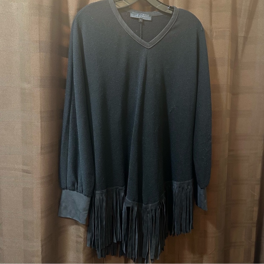 Jeff Gallano Black Top with Fringe‎ size 2